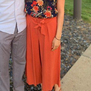 Orange Flowy Summer Palazzo Pants